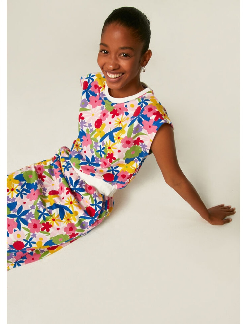 COMPAÑIA FANTASTICA Midi floral dress with pink elastic waist,Sz.M!NWT - Picture 4 of 11